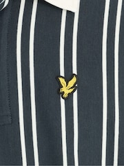Lyle & Scott Blue Vertical Stripe Rugby Sweat Top - Image 4 of 6