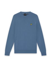 Lyle & Scott Blue Cotton Merino Crew Neck Jumper - Image 1 of 1