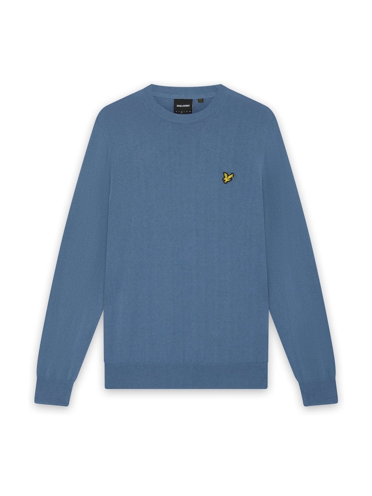 Lyle & Scott Blue Cotton Merino Crew Neck Jumper - Image 1 of 1 Lyle & Scott Blue Cotton Merino Crew Neck Jumper - Image 1 of 1