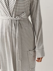 Light Grey Stripe Cosy Lightweight Dressing Gown - Image 4 of 7
