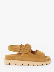Simply Be Tan Wide Fit Chunky Suede Sandals - Image 2 of 4
