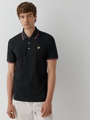 Lyle & Scott Black Tipped Short Sleeve Polo Shirt - Image 1 of 3
