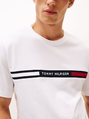 Alb - Tommy Hilfiger Logo Embroidery Insert Jersey T-Shirt - Imaginea 4 din 7