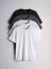 The Set 4 Pack Lightweight Short Sleeve T-Shirts Grey/White - Image 1 of 7