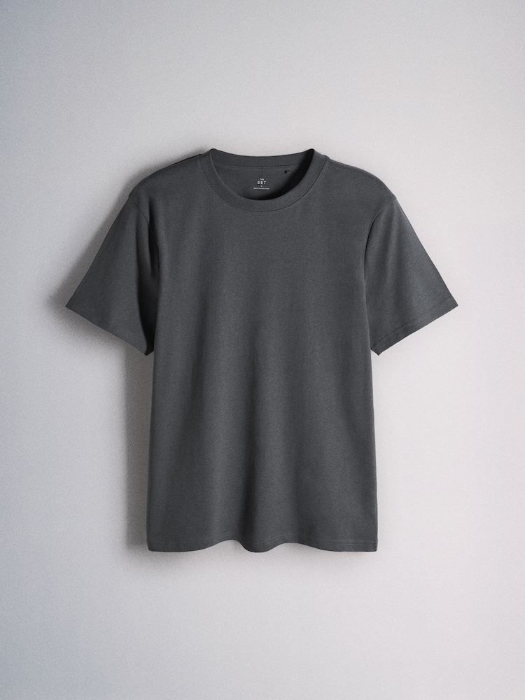 The Set 4 Pack Lightweight Short Sleeve T-Shirts Grey/White - Image 2 of 7