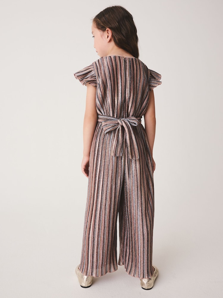 Metalic Plisse Occasion Tie waist Jumpsuit (3-16yrs) - Image 2 of 8 Metalic Plisse Occasion Tie waist Jumpsuit (3-16yrs) - Image 2 of 8