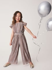 Metalic Plisse Occasion Tie waist Jumpsuit (3-16yrs) - Image 3 of 8