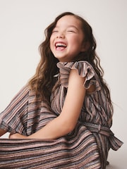 Metalic Plisse Occasion Tie waist Jumpsuit (3-16yrs) - Image 4 of 8
