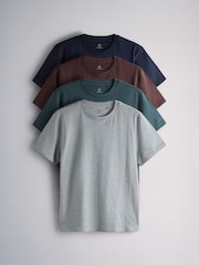 The Set 4 Pack Lightweight Short Sleeve T-Shirts Green/Grey - Image 1 of 7