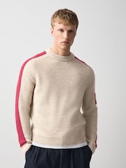 Neutral Ski Overarm Stripe Knitted Crew Neck Jumper - Image 3 of 4