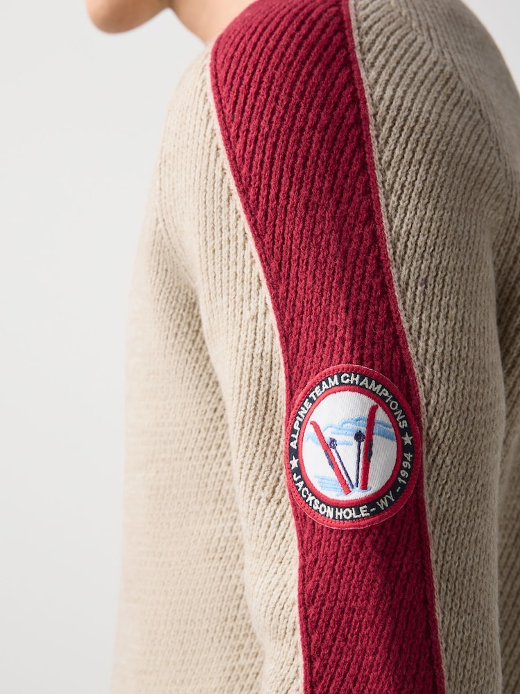 Neutral Ski Overarm Stripe Knitted Crew Neck Jumper - Image 4 of 4