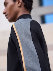Black Overarm Stripe Quarter Zip Jumper - Image 2 of 5