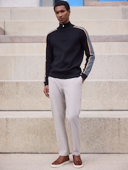 Black Overarm Stripe Quarter Zip Jumper - Image 3 of 5