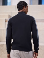 Black Overarm Stripe Quarter Zip Jumper - Image 4 of 5
