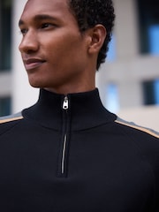 Black Overarm Stripe Quarter Zip Jumper - Image 5 of 5