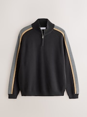 Black Overarm Stripe Quarter Zip Jumper - Image 6 of 8