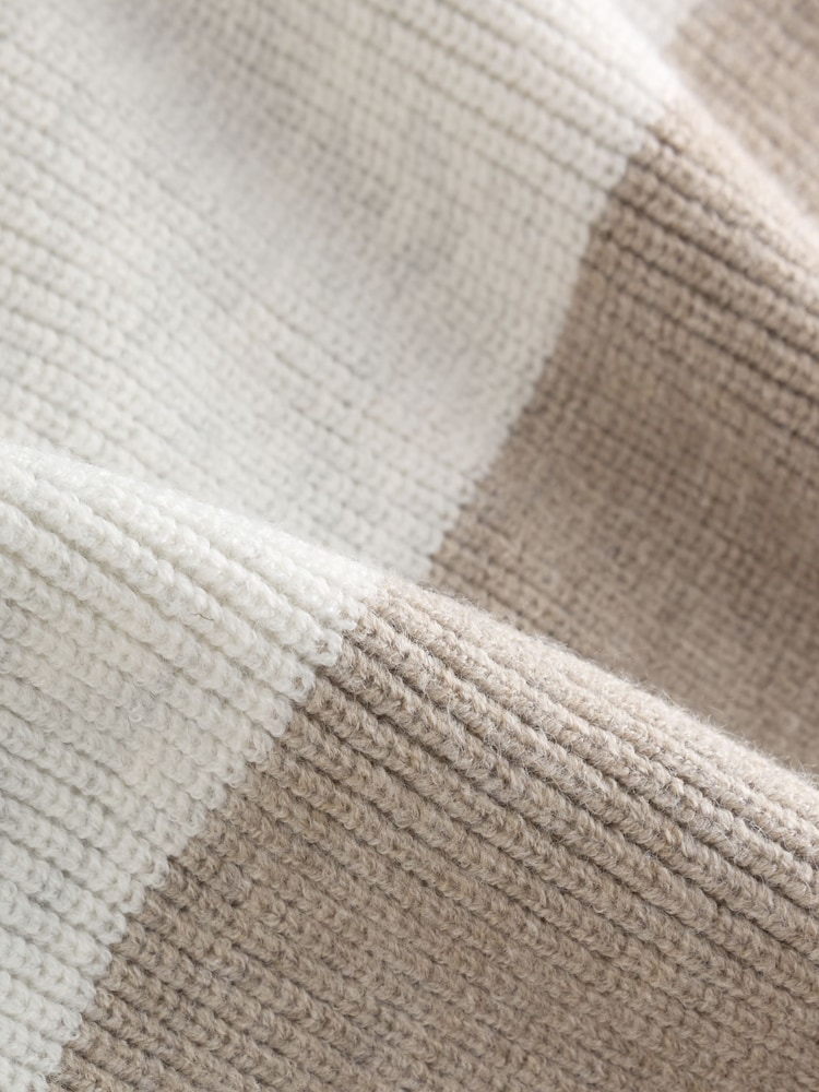 Ecru Stripe Ribbed Knitted Rugby Polo Shirt - Image 8 of 8 Ecru Stripe Ribbed Knitted Rugby Polo Shirt - Image 8 of 8