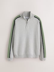 Grey Overarm Stripe Quarter Zip Jumper - Image 6 of 8