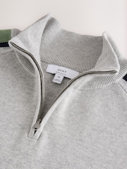 Grey Overarm Stripe Quarter Zip Jumper - Image 7 of 8