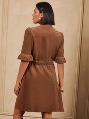 Love & Roses Cinnamon Brown Cord Shift Mini Dress - Image 4 of 5