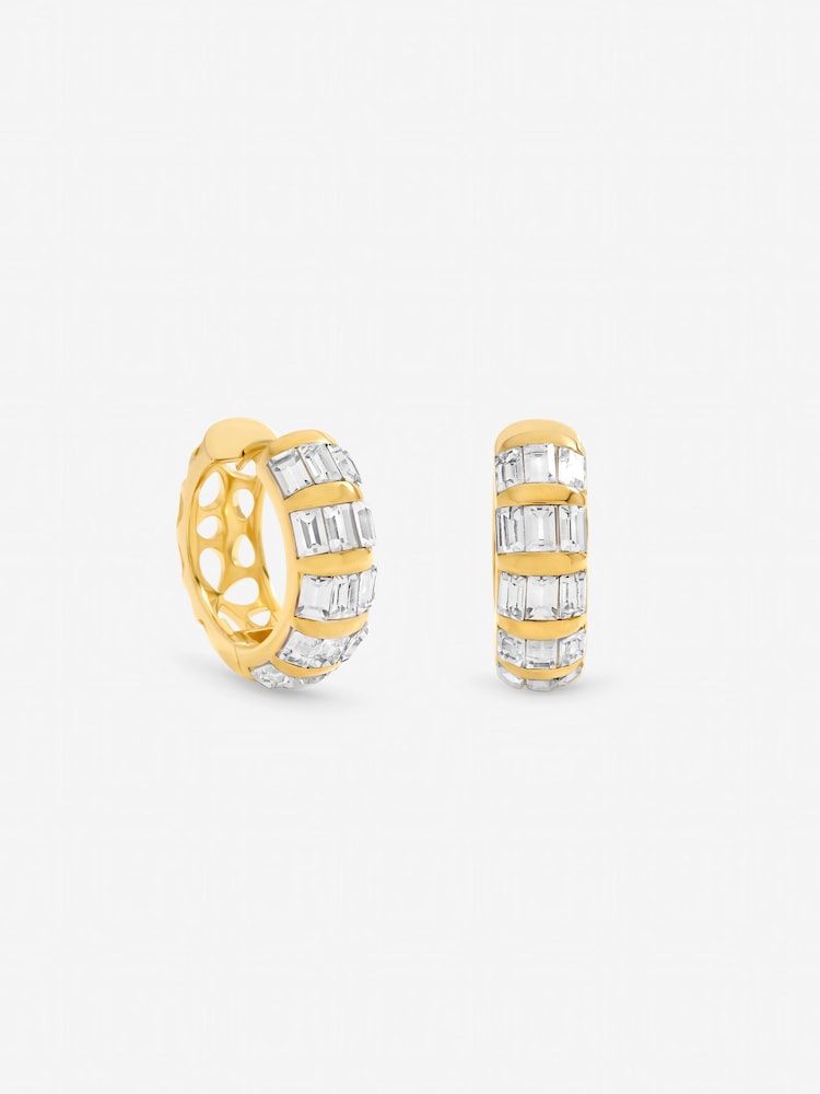 Jon Richard Gold Tone Crystal Baguette Hoop Earrings - Image 1 of 3