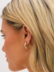 Jon Richard Gold Tone Crystal Baguette Hoop Earrings - Image 2 of 3