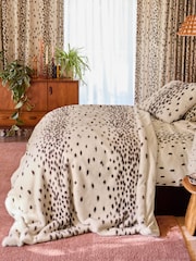 Poodle & Blonde Cream Tottenham Dalmation Spot Faux Fur Throw - Image 2 of 7