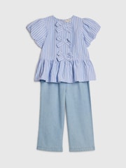 River Island Blue Seersucker Top & Jeans Set - Image 3 of 5