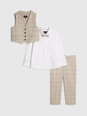 River Island 4 Piece Tailored Waistcoat Shirt Bow Tie & Suit Trouser Set - Image 1 de 5