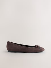 Čokoladno smeđa - Kožne Ballerina s okruglim vrhom - Slika 2 od 4