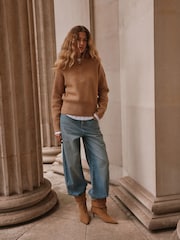 Camel Brown Supersoft Funnel Zip Neck Jumper - Image 3 of 6