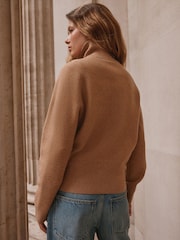 Camel Brown Supersoft Funnel Zip Neck Jumper - Image 5 of 6