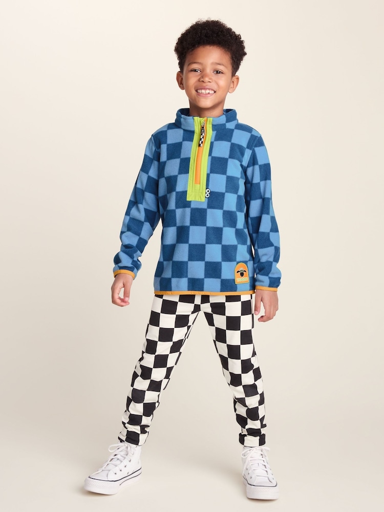 Tog 24 Blue Kids Brecknock Shaun The Sheep Print Zip Neck Fleece - Image 2 of 6 Tog 24 Blue Kids Brecknock Shaun The Sheep Print Zip Neck Fleece - Image 2 of 6