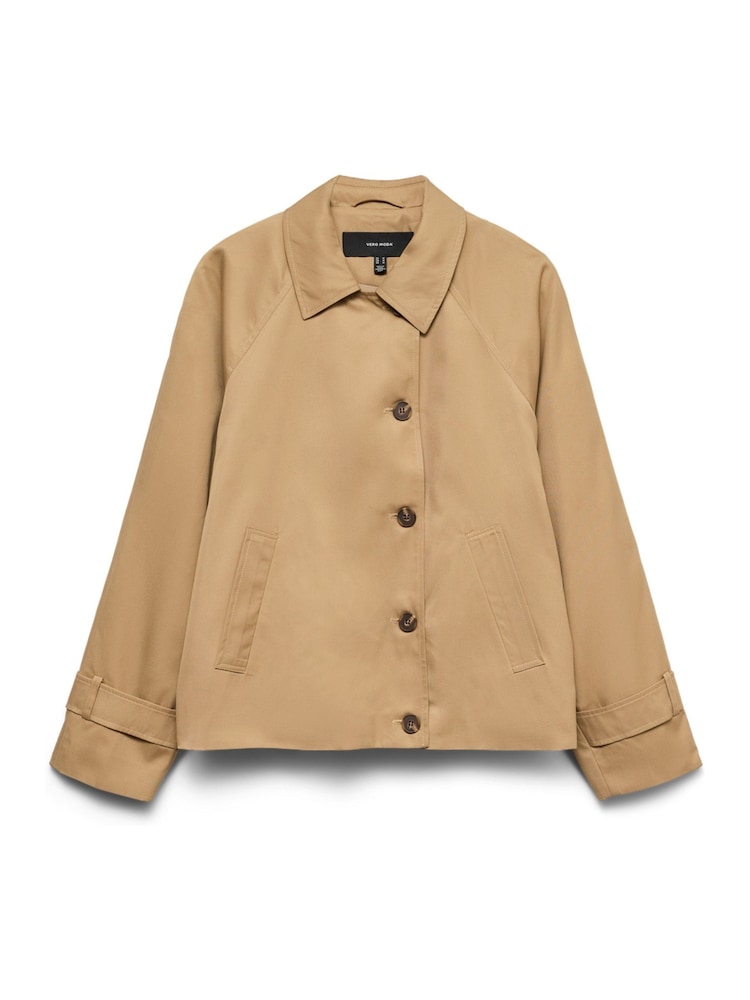 VERO MODA Brown Short Trench Jacket - Image 1 of 1 VERO MODA Brown Short Trench Jacket - Image 1 of 1