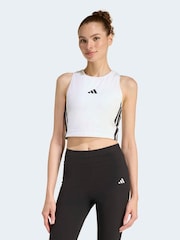adidas White Essentials 3-Stripes Padded Tank - Image 1 of 6