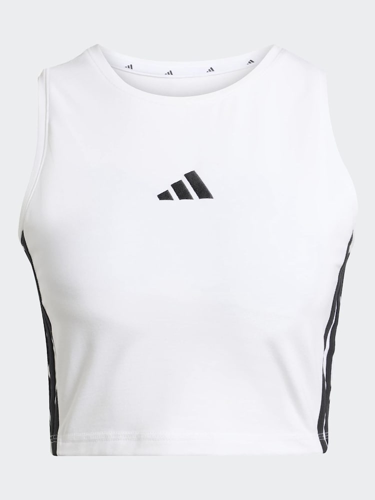 adidas White Essentials 3-Stripes Padded Tank - Image 6 of 6