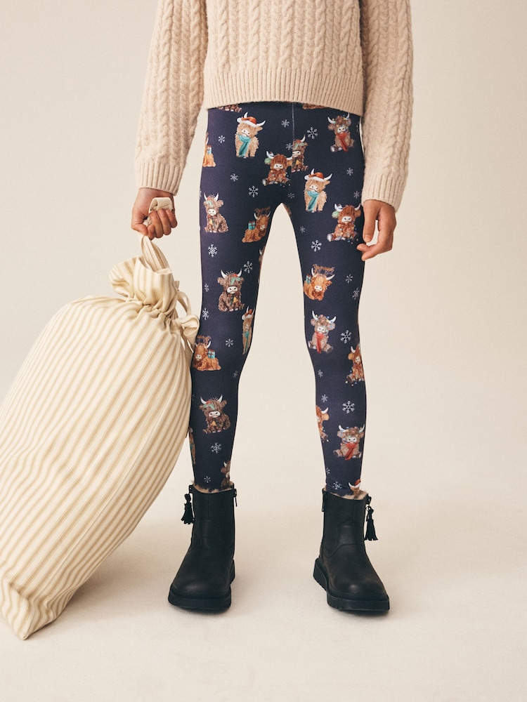 Hamish The Highland Cow Christmas Leggings (3-16yrs) - Image 1 of 3