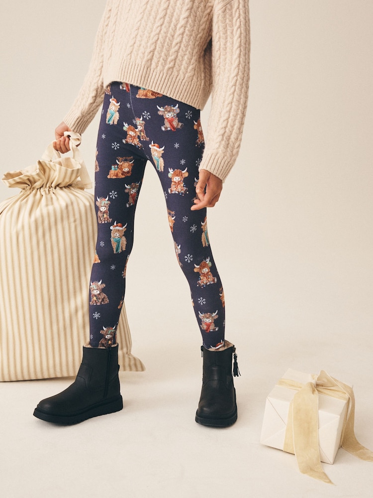 Hamish The Highland Cow Christmas Leggings (3-16yrs) - Image 2 of 3