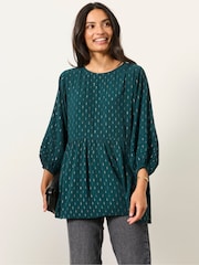 FatFace Stella Teal Blue Metallic Tunic - Image 1 of 6