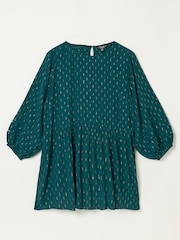 FatFace Stella Teal Blue Metallic Tunic - Image 6 of 6