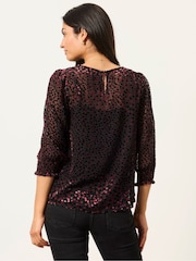 FatFace Shelby Black Devore Blouse - Image 2 of 7
