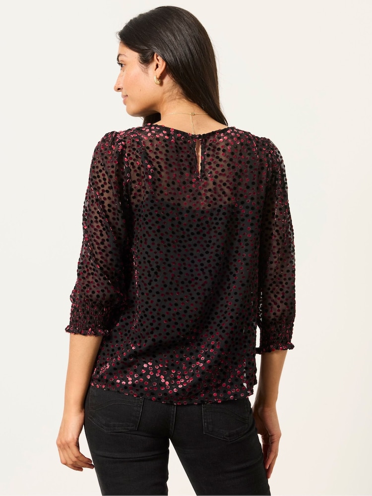 FatFace Shelby Black Devore Blouse - Image 2 of 7