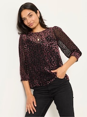 FatFace Shelby Black Devore Blouse - Image 3 of 7