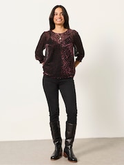 FatFace Shelby Black Devore Blouse - Image 4 of 7