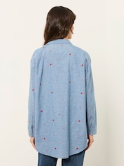 FatFace Bessie Chambray Blue Embroidered Check Shirt - Image 2 of 6