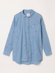 FatFace Bessie Chambray Blue Embroidered Check Shirt - Image 6 of 6