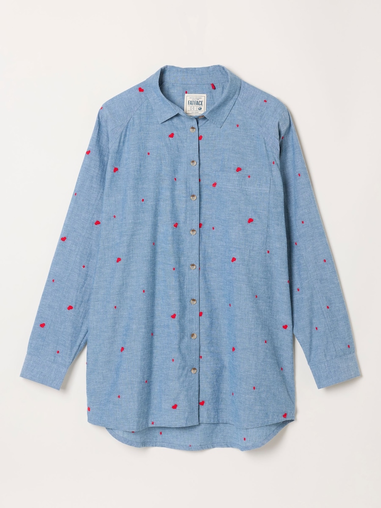 FatFace Bessie Chambray Blue Embroidered Check Shirt - Image 6 of 6 FatFace Bessie Chambray Blue Embroidered Check Shirt - Image 6 of 6