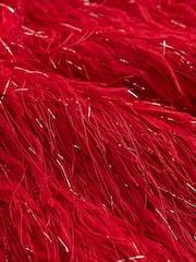 Red Sleeveless V-Neck Fluffy Bow Top - Image 7 of 7