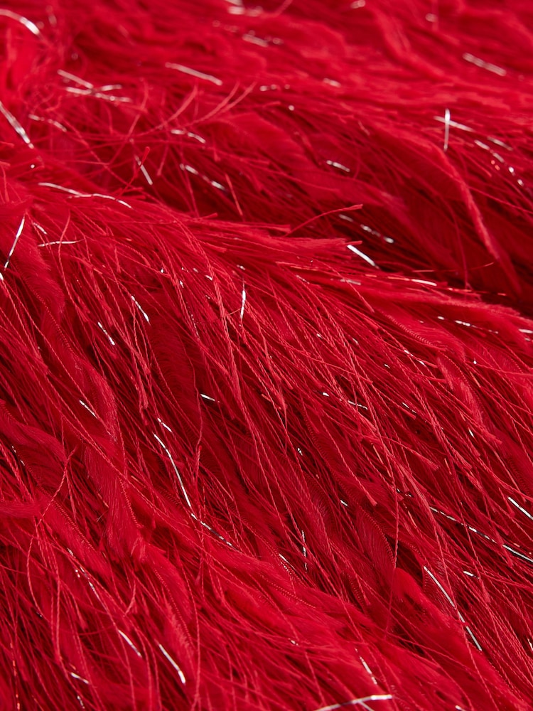 Red Sleeveless V-Neck Fluffy Bow Top - Image 7 of 7 Red Sleeveless V-Neck Fluffy Bow Top - Image 7 of 7