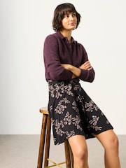 FatFace Selena Black Vintage Floral Skirt - Image 1 of 5